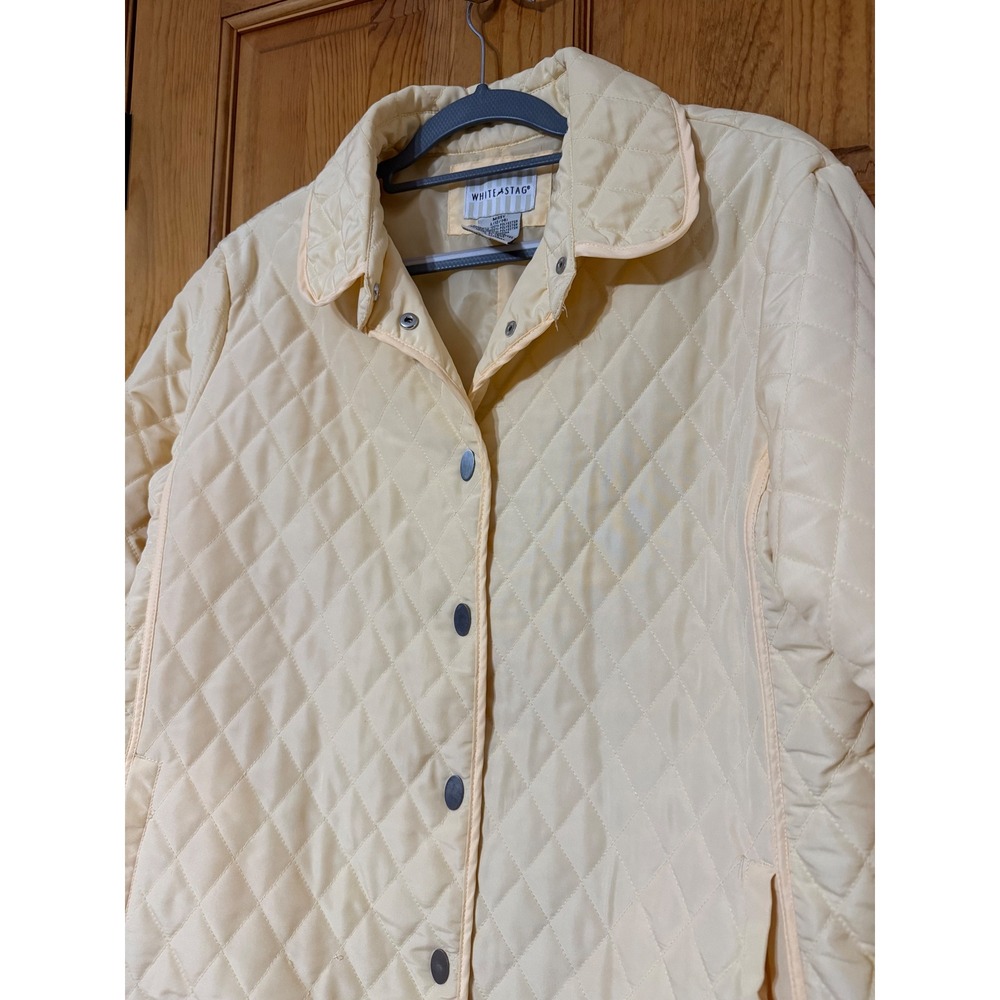 White Stag Women's Pale Yellow Quilted Button Front Jacket Large L 12/14 - Picture 2 of 6
